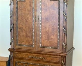 Ornate  Burlwood Wardrobe Dresser Armoire	90x51x26in	HxWxD