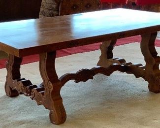  Hand Carved Rustic Dining Table w/ 6 Chairs	Table:  31x48x84in Chairs:48x26x28in	HxWxD
