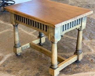 Rustic Carved Wood Side Table	26x24x33in	HxWxD