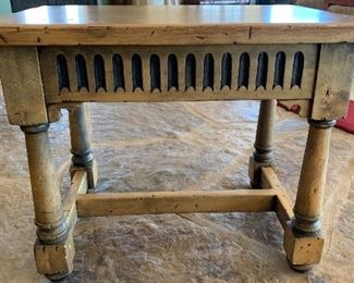Rustic Carved Wood Side Table	26x24x33in	HxWxD