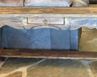 Rustic Carved Wood Sofa Table	32x72x18in	HxWxD