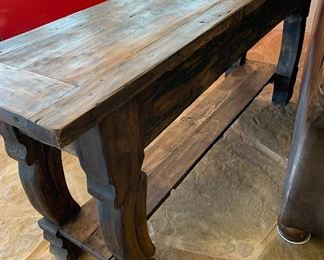 Rustic Carved Wood Sofa Table	32x72x18in	HxWxD