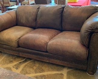 Rustic Leather Nailhead Sofa	35x90x42in	HxWxD