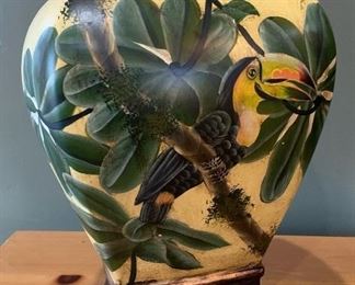 2pc Ceramic Toucan vases PAIR	13x9x7in	HxWxD