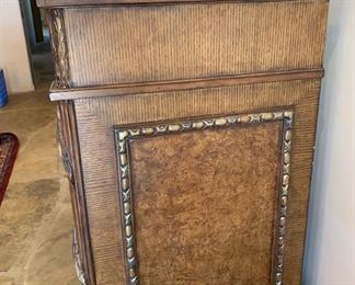 2pc Ornate Burlwood Slate Top Nightstands PAIR	31x34x22in	HxWxD