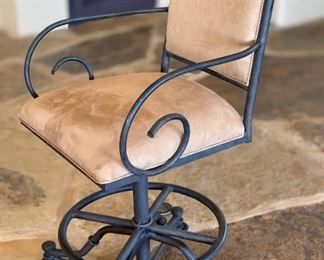 Set of 2  Wrought Iron and Microfiber Short Height Chairs Stools	43x23x23 Seat: 25in	HxWxD