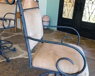 Set of 2  Wrought Iron and Microfiber Short Height Chairs Stools	43x23x23 Seat: 25in	HxWxD