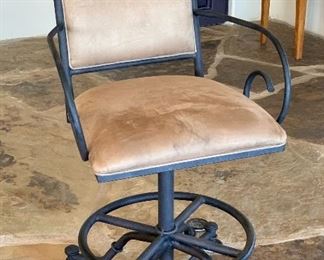 Set of 2  Wrought Iron and Microfiber Short Height Chairs Stools	43x23x23 Seat: 25in	HxWxD