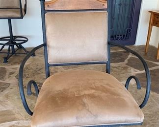 Set of 2  Wrought Iron and Microfiber Short Height Chairs Stools	43x23x23 Seat: 25in	HxWxD