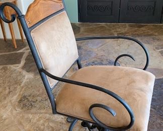 Set of 2  Wrought Iron and Microfiber Short Height Chairs Stools	43x23x23 Seat: 25in	HxWxD