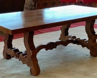 Hand Carved Rustic Dining Table w/ 6 Chairs	Table:  31x48x84in Chairs:48x26x28in	HxWxD
