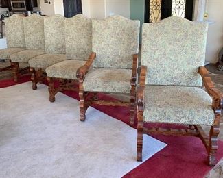 Hand Carved Rustic Dining Table w/ 6 Chairs	Table:  31x48x84in Chairs:48x26x28in	HxWxD