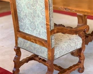 Hand Carved Rustic Dining Table w/ 6 Chairs	Table:  31x48x84in Chairs:48x26x28in	HxWxD