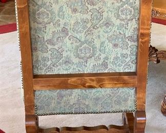 Hand Carved Rustic Dining Table w/ 6 Chairs	Table:  31x48x84in Chairs:48x26x28in	HxWxD