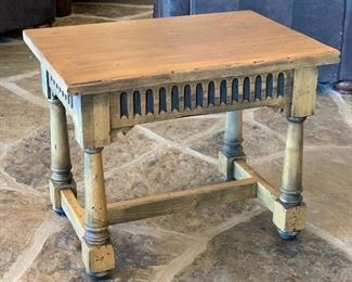 Rustic Carved Wood Side Table	26x24x33in	HxWxD
