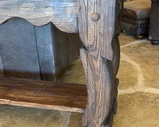 Rustic Carved Wood Sofa Table	32x72x18in	HxWxD