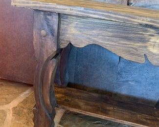 Rustic Carved Wood Sofa Table	32x72x18in	HxWxD