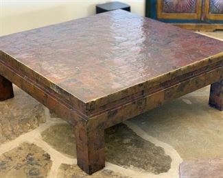 Artist Made Hammered Copper Coffee Table	18x50x50in	HxWxD