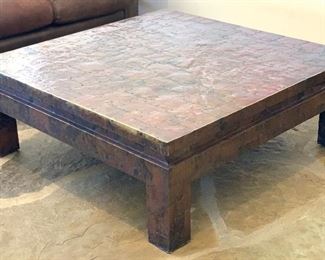 Artist Made Hammered Copper Coffee Table	18x50x50in	HxWxD