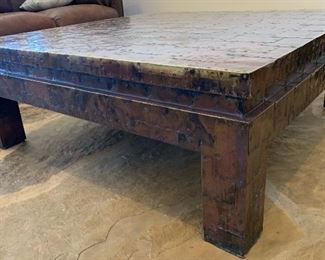 Artist Made Hammered Copper Coffee Table	18x50x50in	HxWxD