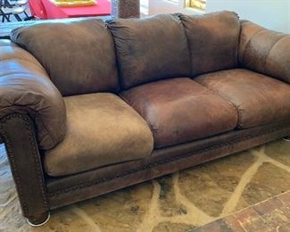 Rustic Leather Nailhead Sofa	35x90x42in	HxWxD