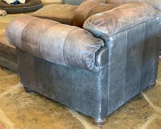 #1 Rustic Leather Nailhead Sofa Chair w/ Ottoman	35x50x43in	HxWxD