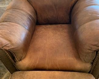 #1 Rustic Leather Nailhead Sofa Chair w/ Ottoman	35x50x43in	HxWxD