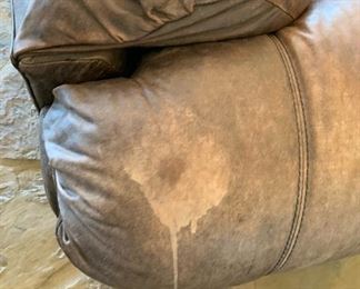 #2 Rustic Leather Nailhead  Chair w/ Ottoman	35x50x43in	HxWxD