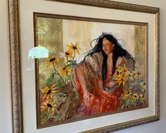 *Original* Art Lopez Girl Flowers	41x51x2in	HxWxD