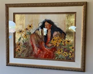*Original* Art Lopez Girl Flowers	41x51x2in	HxWxD
