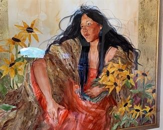 *Original* Art Lopez Girl Flowers	41x51x2in	HxWxD