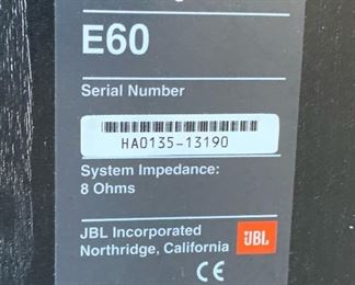 JBL Northridge E Series E60 Speakers PAIR	36x10x12	HxWxD