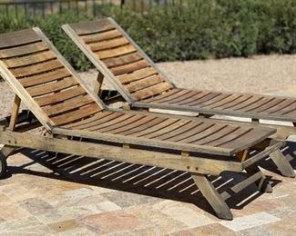 2pc Teak Rockwood Chaise Lounge Chairs	34x24x76	HxWxD