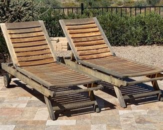 2pc Teak Rockwood Chaise Lounge Chairs	34x24x76	HxWxD