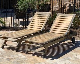 2pc Teak Rockwood Chaise Lounge Chairs	34x24x76	HxWxD