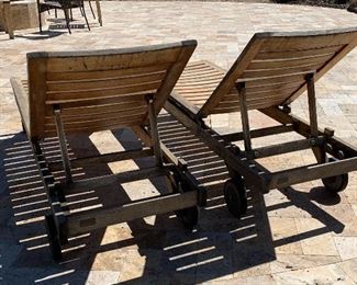 2pc Teak Rockwood Chaise Lounge Chairs	34x24x76	HxWxD