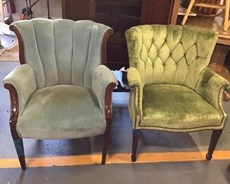 Vtg Barrel Back Parlor Chairs