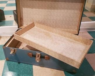 Vtg Green Metal Trunk