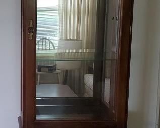 Walnut Lighted Display Cabinet