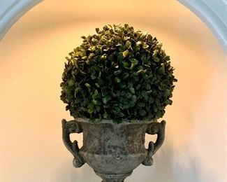 Item 20:  Faux topiary in cement urn - 14.5": $18