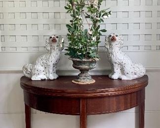 Item 5:  Demilune table - 35.25"l x 17.5"w x 27.75"h:  $65