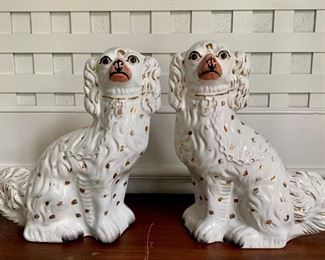 Item 6:  (2)  Pair of vintage unsigned Staffordshire dogs- 12":  $115