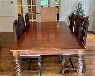 Item 1:  Ethan Allen British Classics dining room table - 92"l x 44"w x 29.5"h -(pictured and measured with one 18" leave and has another as well:  $750