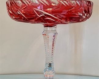 Item 36:  Ruby cut to clear candy dish - 5.75" x 6":  $24