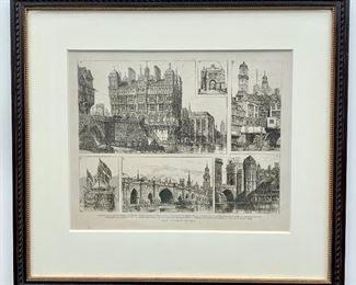 Item 19:  Etching of the "Old London Bridge" - 19.25" x 17.25":  $60