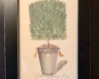 Item 55:  Framed topiary  by K. Spicher - 8.25" x 11.75":  $75