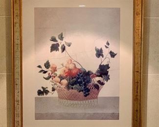 Item 51a:  Fruit basket framed print - 27.25" x 33": $145