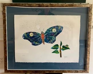 Item 8:  "Butterfly" lithograph by Eric Carle (19/150) - 36.5" x 29.5":  $350