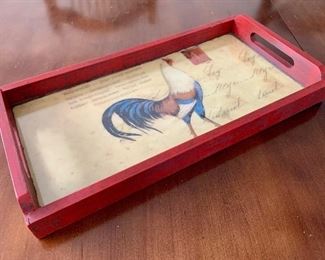 Item 57:  Decorative chicken tray - 16.5 x 8.5":  $18