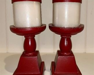 Item 65:  Pair of maroon candlesticks - 9.5": $16